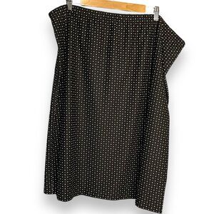 VTG Just 4 INC Knee Length Skirt Women's 22 Black Polka Dot Academia Preppy Slit